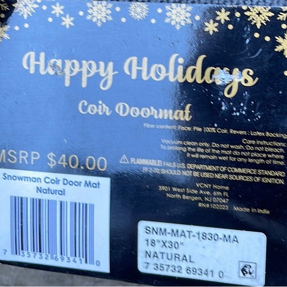 NWT -  Cute COIR Happy Holidays Door Mat - Picture 5 of 5